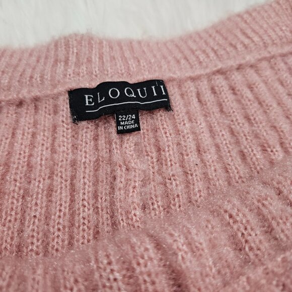 Eloquii Pink High Waisted Ribbed Knit Fuzzy Textured Lounge Pajama Shorts 22/24 - Picture 6 of 9